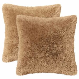 vidaXL Cushion Cover 2 pcs HEERLEN Taupe 30 x 30 cm PV Fleece