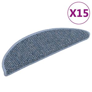 vidaXL Stair Mats Self-adhesive Sisal-Look 15 pcs 56x17x3 cm Blue