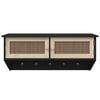 vidaXL Wall-mounted Coat Rack Black Engineered Wood and Natural Rattan