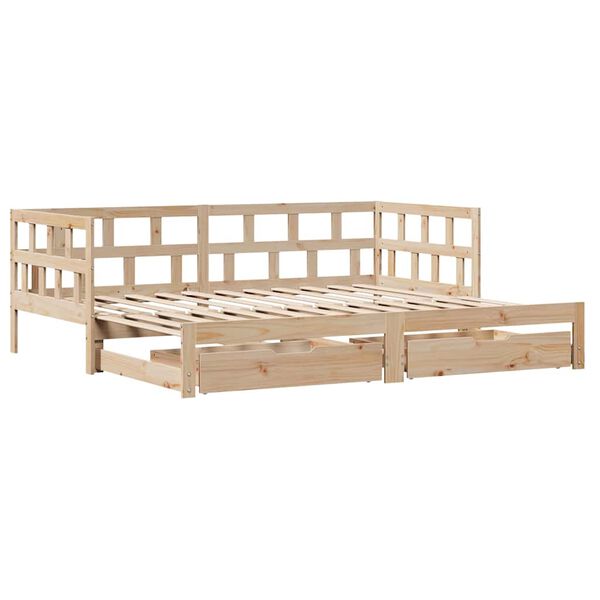 vidaXL Daybed with Trundle and Drawers without Mattress 90x200 cm