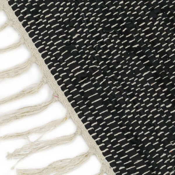 vidaXL Hand-woven Chindi Rug Leather 160x230 cm Light Grey and Black