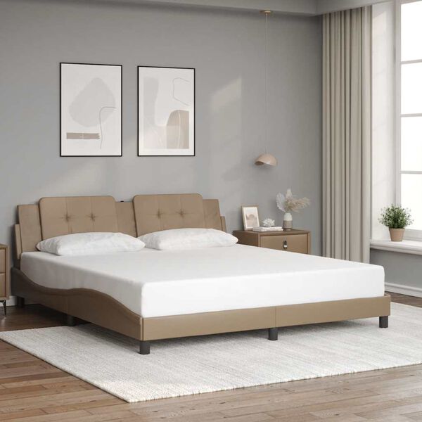 vidaXL Bed Frame without Mattress "Zadar" Cappuccino 180x200 cm Super King Faux Leather