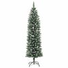 vidaXL Artificial Slim Christmas Tree Green and white 180 cm