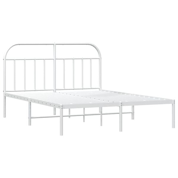 vidaXL Metal Bed Frame without Mattress with Headboard White 160x200cm