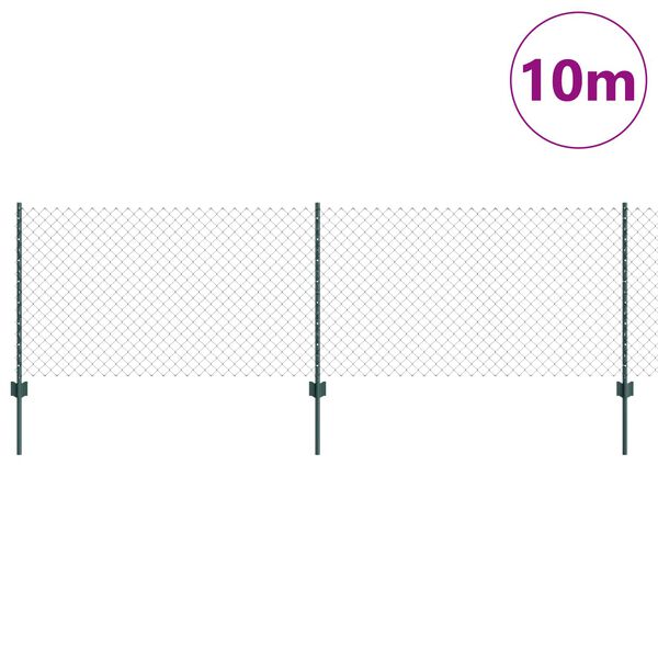 vidaXL Fence with Post Green 0.8 x 10 m Steel and PVC