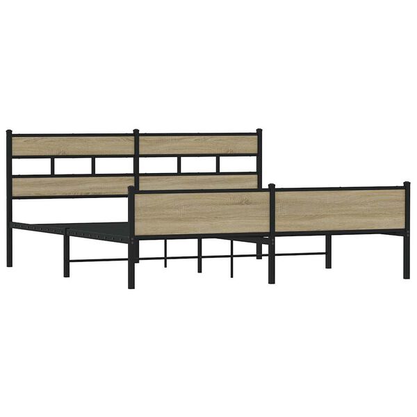 vidaXL Metal Bed Frame without Mattress Sonoma Oak 180x200 cm Super King