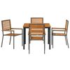 vidaXL Garden Dining Set 5 pcs Grey and Brown Poly Rattan