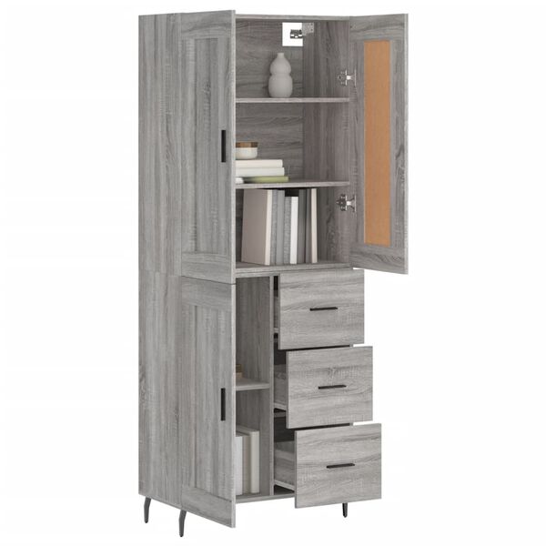 vidaXL Highboard Grey Sonoma 69.5x34x180 cm Engineered Wood