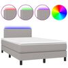 vidaXL Box Spring Bed with Mattress&LED Light Grey 120x200cm Fabric