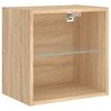 vidaXL Bedside Cabinets with LED Lights Wall-mounted 2 pcs Sonoma Oak