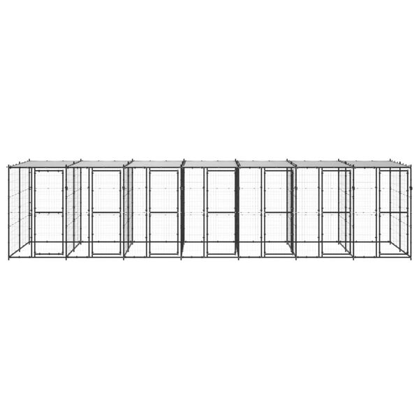 vidaXL Outdoor Dog Kennel Steel with Roof 16.94 m&sup2;