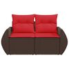 vidaXL Garden Sofa with Cushions 2-Seater Brown Poly Rattan