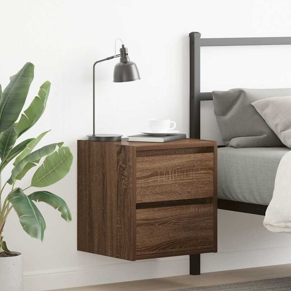 vidaXL Wall-mounted Bedside Cabinets 2 pcs Brown Oak 38x34x40 cm