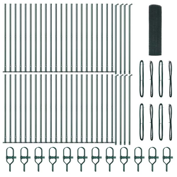 vidaXL Fence Post Green 100 x 0.8 m (12 x 12 mm mesh) Steel and PVC