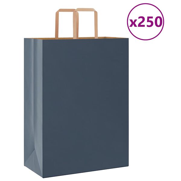 vidaXL Paper Bags 250 pcs with Handles Blue 32x17x44 cm
