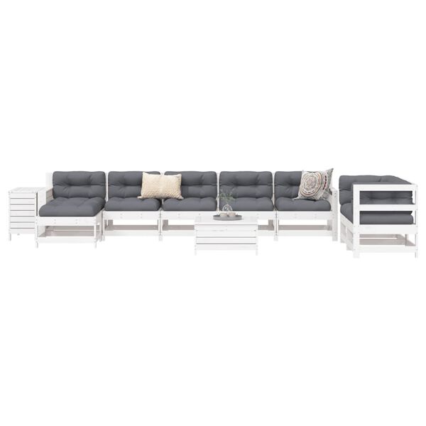 vidaXL 10 Piece Garden Sofa Set White Solid Wood Pine