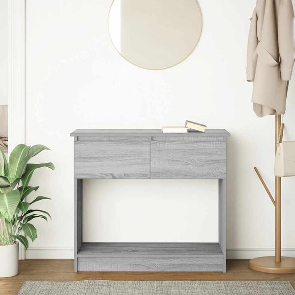 vidaXL Console Table with Drawers Grey Sonoma 85.5x38.5x74.5 cm