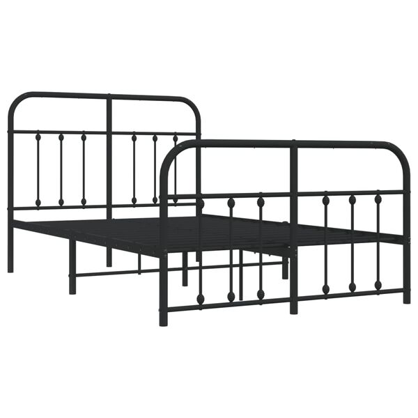 vidaXL Metal Bed Frame without Mattress with Footboard Black 120x200cm