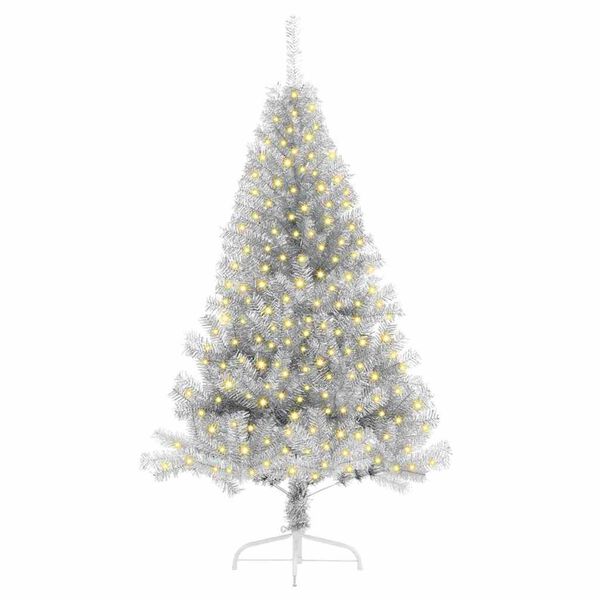 vidaXL Artificial Pre-lit Christmas Tree Silver 180 cm PET