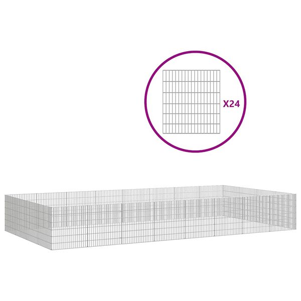 vidaXL Free Range Animal Enclosure 24-Panel 54x60 cm Galvanised Iron