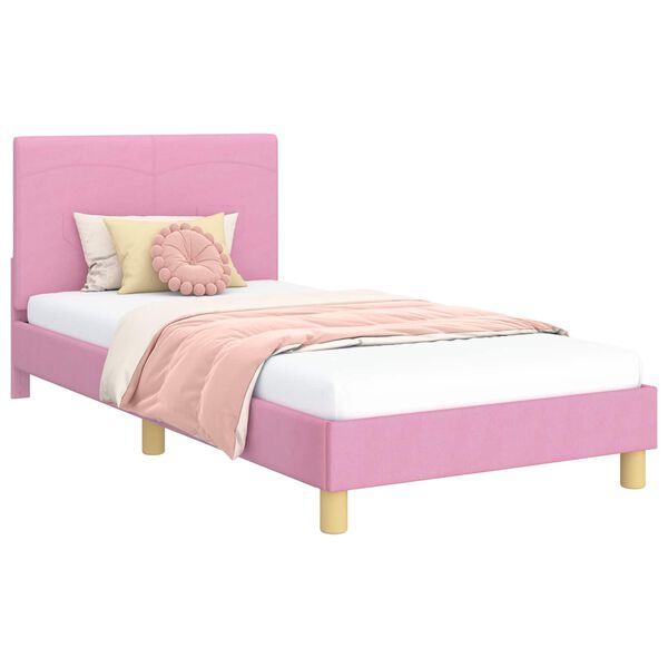 vidaXL Children's Bed Frame with Headboard Pink 90 x 200 cm Fabric