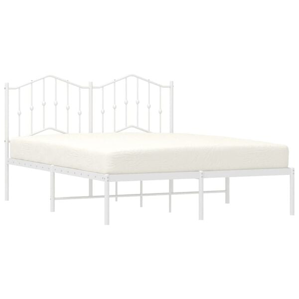 vidaXL Metal Bed Frame without Mattress with Headboard White 140x190cm