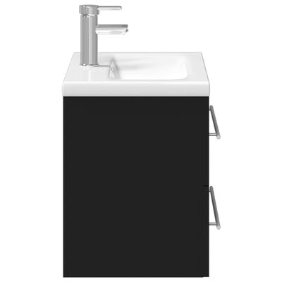 vidaXL Bathroom Sink Cabinet with Built-in Basin Black