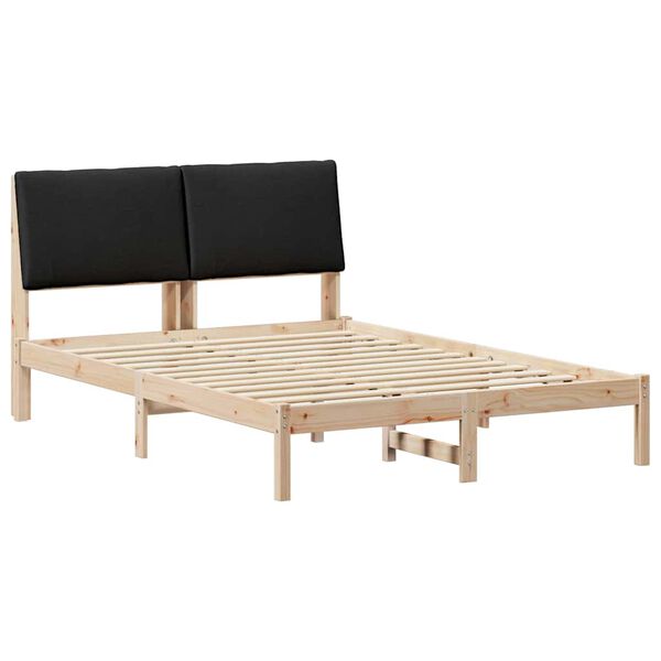 vidaXL Bed frame Brown and black 140 x 200 cm Solid pine wood