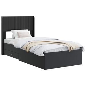 vidaXL Bed Frame with Storage and Headboard Black 75 x 190 cm