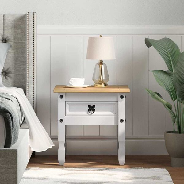 vidaXL End Table Corona White 50 x 50 x50 cm Solid Pine Wood