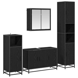vidaXL Bathroom Furniture Set 2 pcs Black Oak Engineered Wood