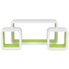 3 White-green MDF Floating Wall Display Shelf Cubes Book/DVD Storage