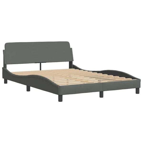 vidaXL Bed Frame "Dover" Dark Grey 135x190 cm Double Fabric