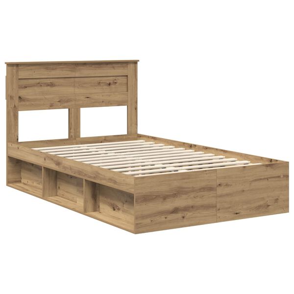 vidaXL Bed Frame Artisian Oak 120 x 190 cm Solid Pine Wood