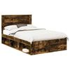 vidaXL Bed Frame with Drawer Smoked Oak 120 x 190 cm Solid Pine Wood