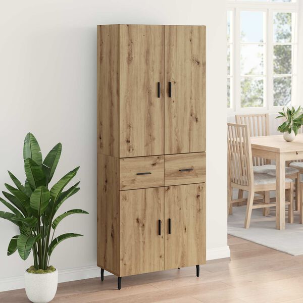 vidaXL Highboard 2 pcs Artisan Oak Engineered Wood and Glass