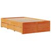 vidaXL Bed Frame without Mattress with Drawers Wax Brown 135x190 cm Double Solid Wood Pine