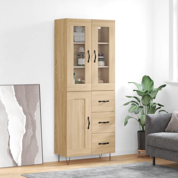 vidaXL Highboard Sonoma Oak 69.5x34x180 cm Engineered Wood