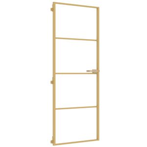 vidaXL Interior Door Slim Golden 76x201.5 cm Tempered Glass and Aluminium
