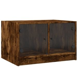 vidaXL Coffee Table with Glass Doors Smoked Oak 68x50x42 cm