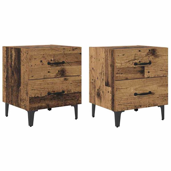 vidaXL Bed Cabinet 2 pcs Old Wood 40 x 35 x 47.5 cm Engineered Wood