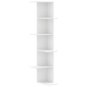 vidaXL Wall Corner Shelf White 36.5x36.5x140 cm Engineered Wood
