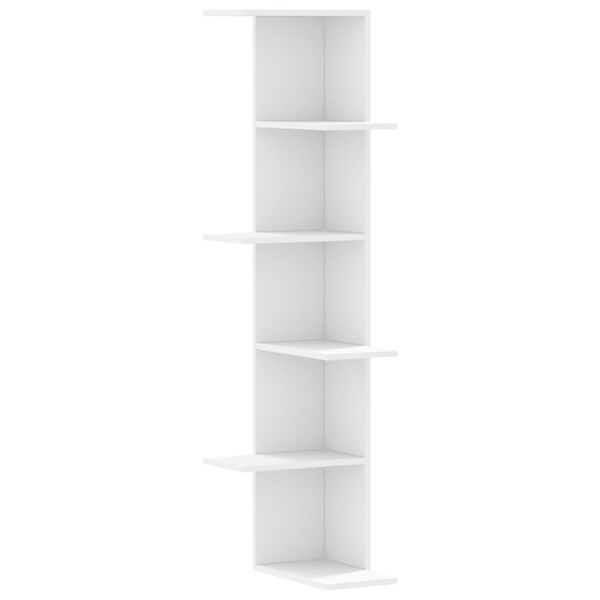 vidaXL Wall Corner Shelf White 36.5x36.5x140 cm Engineered Wood