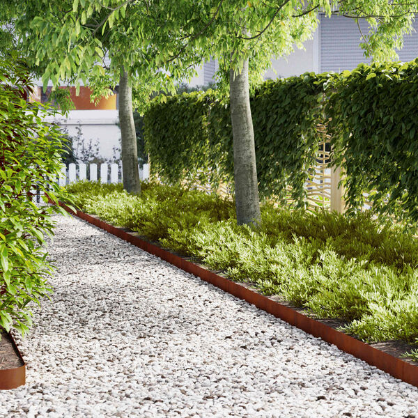 vidaXL Lawn Edging 20 pcs Brown 100 x 0.05 x 15 cm Weathering Steel