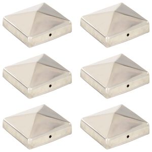 vidaXL Pyramid Fence Post Caps 6 pcs Stainless Steel 81x81 mm