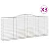 vidaXL Arched Gabion Baskets 3 pcs 400x50x160/180 cm Galvanised Iron