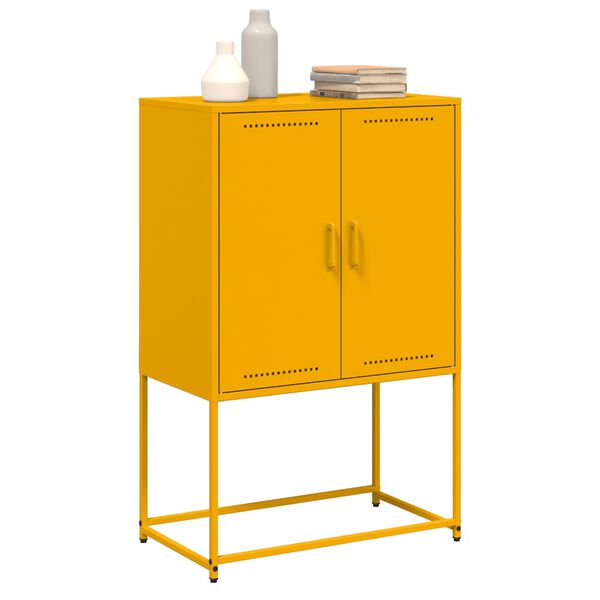 vidaXL Highboard Mustard Yellow 68.5x38.5x107 cm Steel