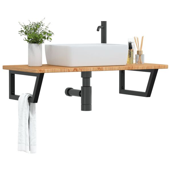 vidaXL Basin Shelf Wall Mounted Steel and Solid Wood Oak