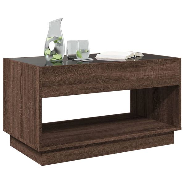 vidaXL Coffee Table with Infinity LED Brown Oak 90x50x50 cm