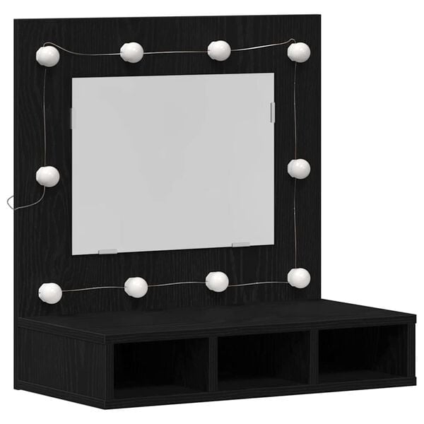 vidaXL Mirror Cabinet Black Oak 60 x 31.5 x 62 cm Engineered Wood
